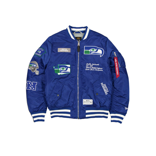 Alpha Industries x Seattle Seahawks Historic Blue MA-1 Bomber Jacket - New Era Cap