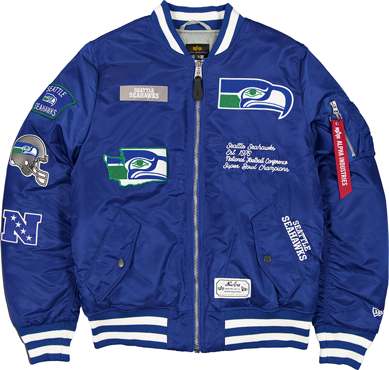 Alpha Industries x Seattle Seahawks Historic Blue MA-1 Bomber Jacket