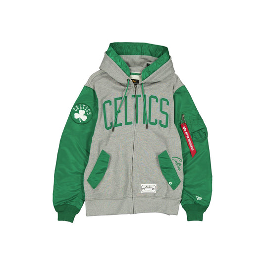 Alpha Industries x Boston Celtics Gray MA-1 Full Zip Fleece Jacket - New Era Cap