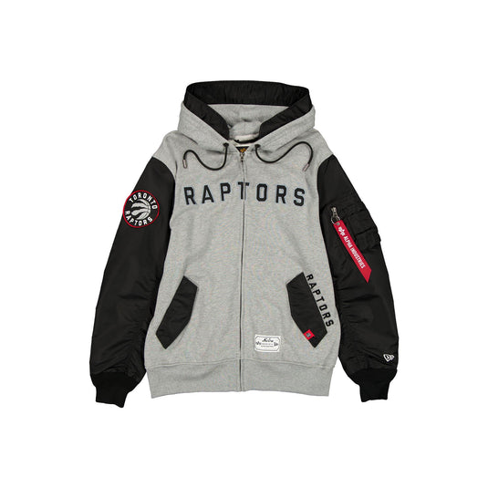 Alpha Industries x Toronto Raptors Gray MA-1 Full Zip Fleece Jacket - New Era Cap