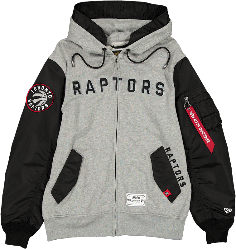 Alpha Industries x Toronto Raptors Gray MA-1 Full Zip Fleece Jacket
