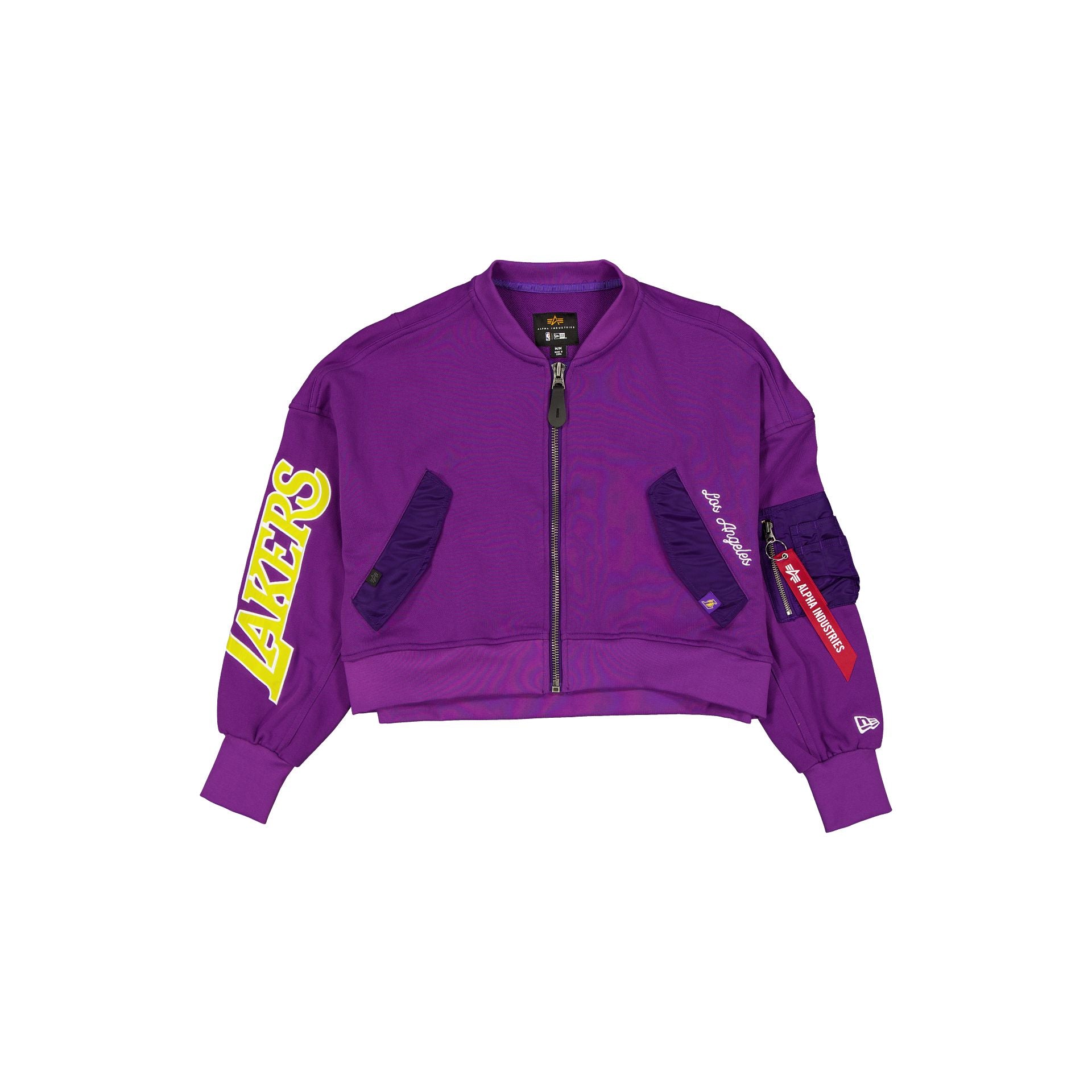 Alpha Industries x Los Angeles Lakers Purple Women's Full Zip Cropped Fleece Jacket