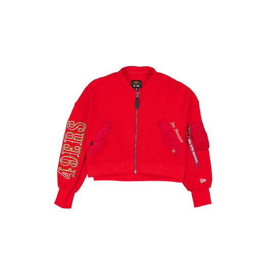Alpha Industries x San Francisco 49ers Red Women's Full Zip Cropped Fleece Jacket - New Era Cap