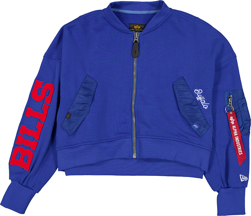 Alpha Industries x Buffalo Bills Blue Women's Full Zip Cropped Fleece Jacket
