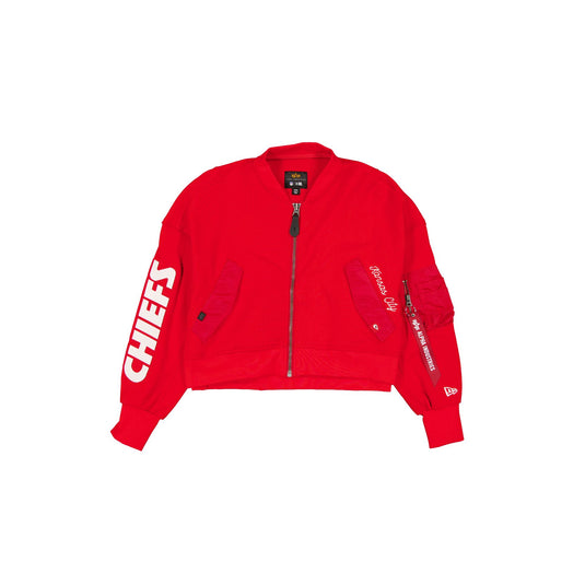 Alpha Industries x Kansas City Chiefs Red Women's Full Zip Cropped Fleece Jacket - New Era Cap
