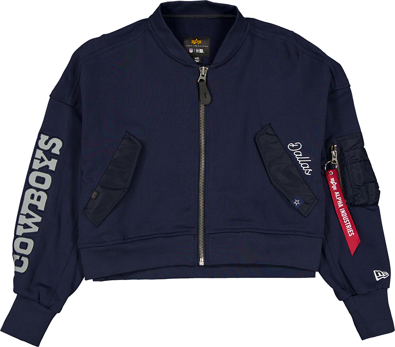 Alpha Industries x Dallas Cowboys Navy Women's Full Zip Cropped Fleece Jacket