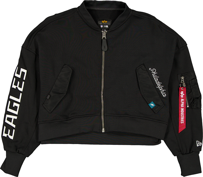 Alpha Industries x Philadelphia Eagles Black Women's Full Zip Cropped Fleece Jacket