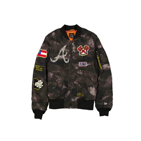 Alpha Industries x Atlanta Braves Black Camo MA-1 Bomber Jacket - New Era Cap