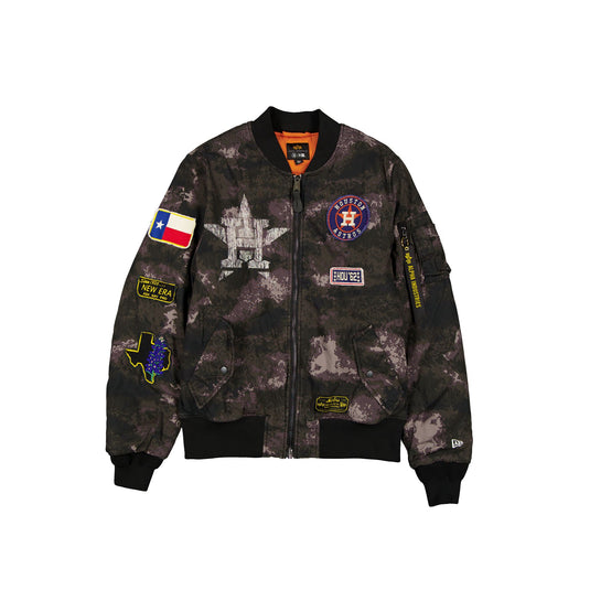 Alpha Industries x Houston Astros Black Camo MA-1 Bomber Jacket - New Era Cap