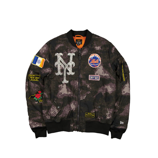 Alpha Industries x New York Mets Black Camo MA-1 Bomber Jacket - New Era Cap