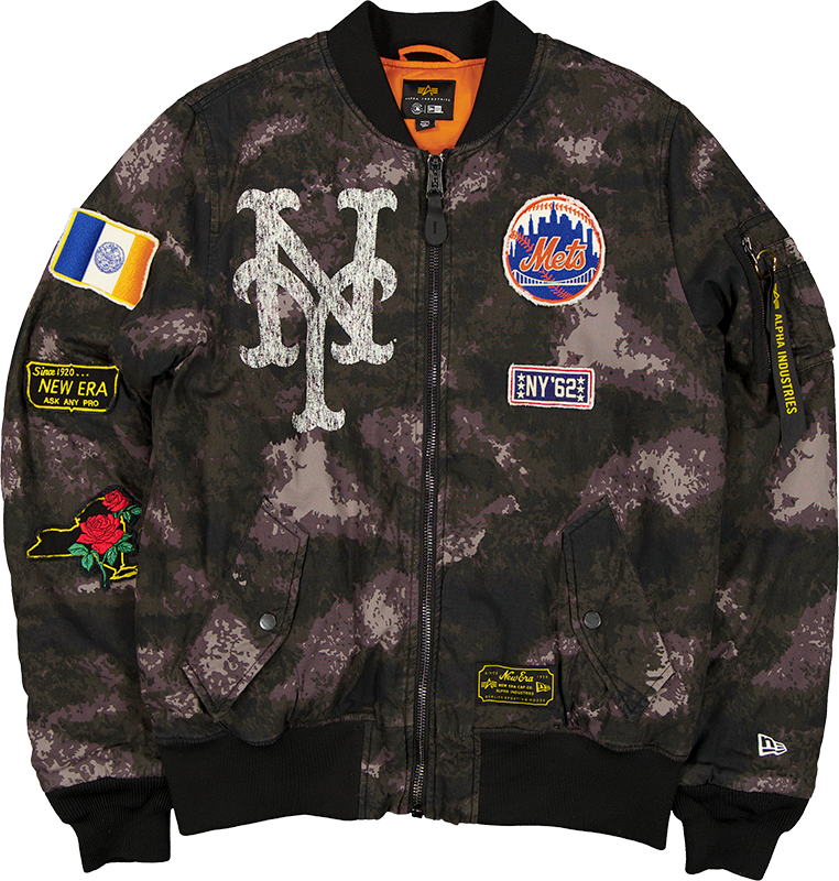 Alpha Industries x New York Mets Black Camo MA-1 Bomber Jacket