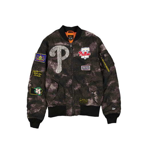 Alpha Industries x Philadelphia Phillies Black Camo MA-1 Bomber Jacket - New Era Cap
