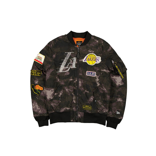 Alpha Industries x Los Angeles Lakers Black Camo MA-1 Bomber Jacket - New Era Cap