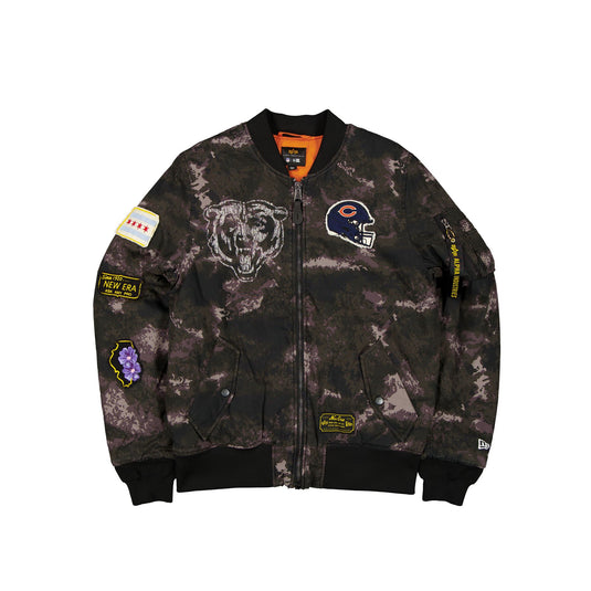 Alpha Industries x Chicago Bears Black Camo MA-1 Bomber Jacket - New Era Cap