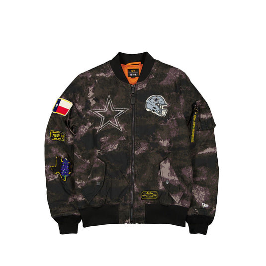Alpha Industries x Dallas Cowboys Black Camo MA-1 Bomber Jacket - New Era Cap