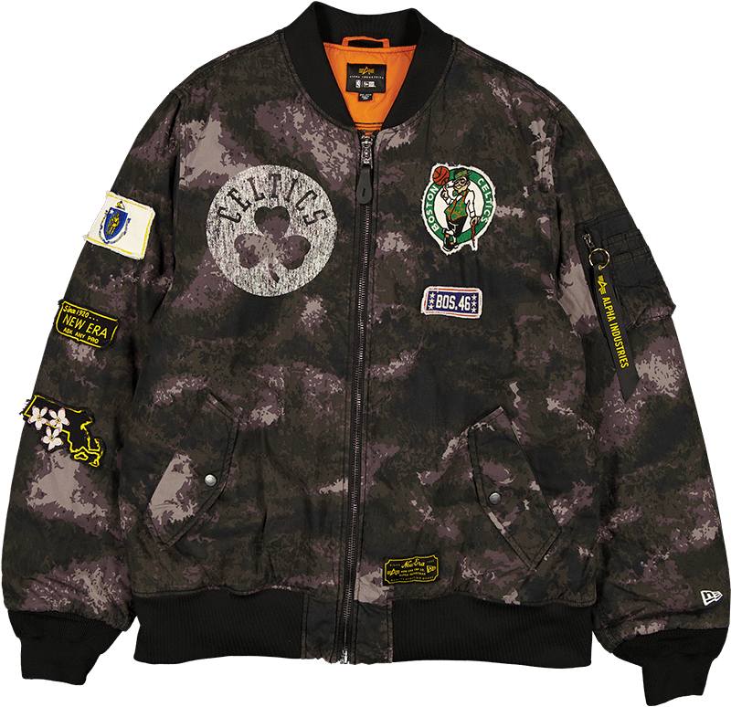 Alpha Industries x Boston Celtics Black Camo MA-1 Bomber Jacket