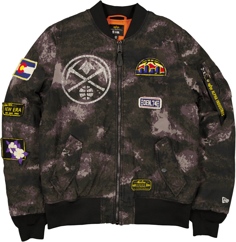 Alpha Industries x Denver Nuggets Black Camo MA-1 Bomber Jacket