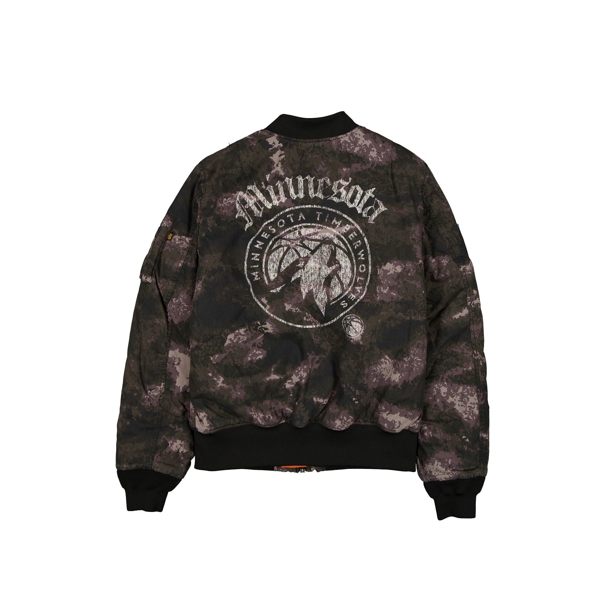 Alpha Industries x Minnesota Timberwolves Black Camo MA-1 Bomber
