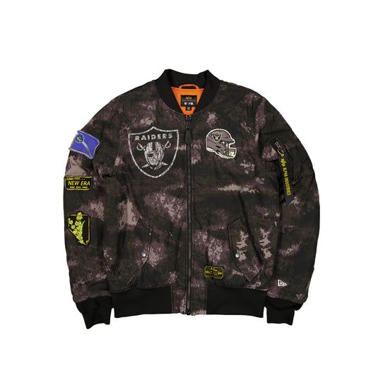 Alpha Industries x Las Vegas Raiders Black Camo MA-1 Bomber Jacket - New Era Cap