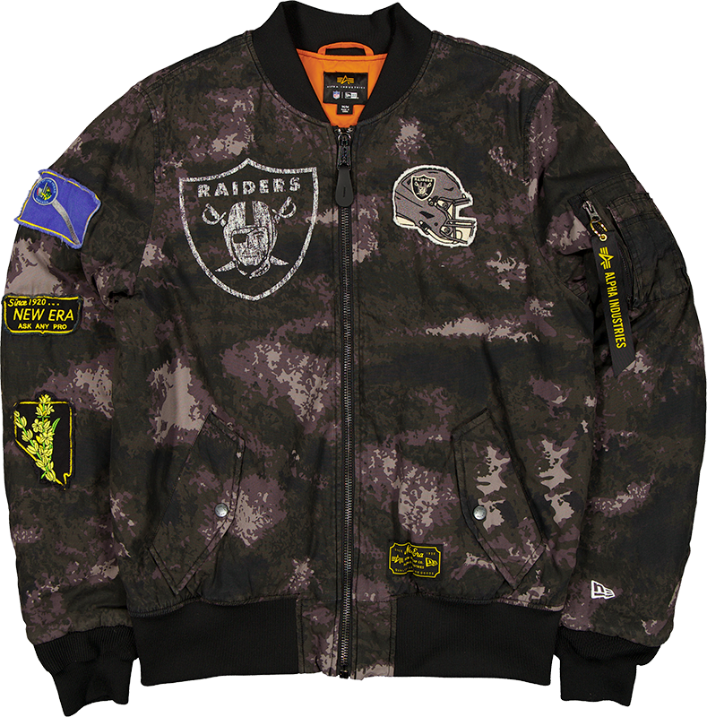 Alpha Industries x Las Vegas Raiders Black Camo MA-1 Bomber Jacket
