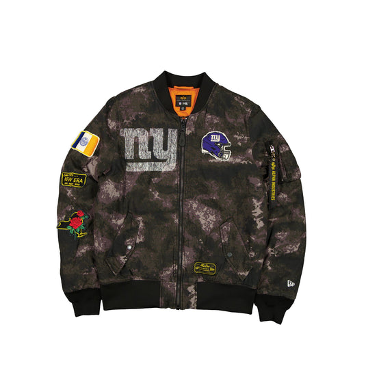 Alpha Industries x New York Giants Black Camo MA-1 Bomber Jacket - New Era Cap
