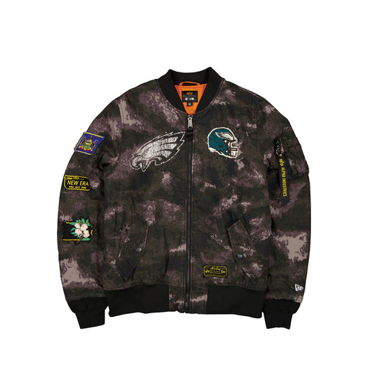 Alpha Industries x Philadelphia Eagles Black Camo MA-1 Bomber Jacket - New Era Cap