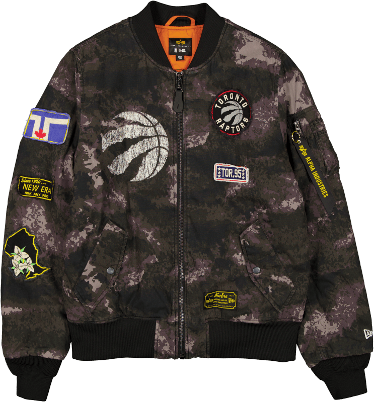 Alpha Industries x Toronto Raptors Black Camo MA-1 Bomber Jacket