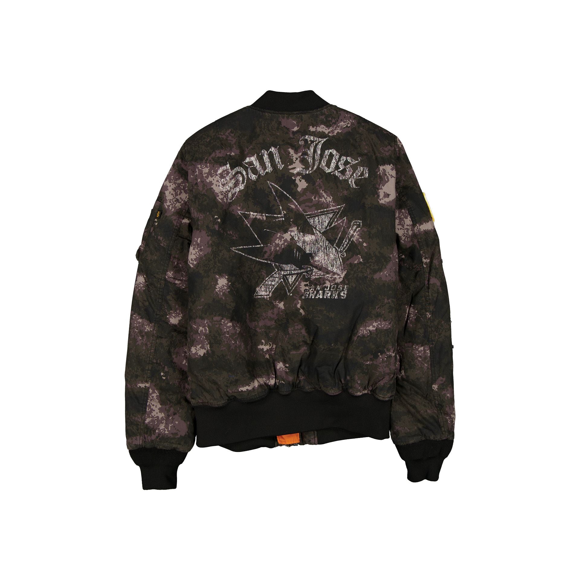 Alpha Industries x San Jose Sharks Black Camo MA-1 Bomber