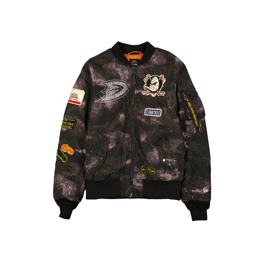 Alpha Industries x Anaheim Ducks Black Camo MA-1 Bomber Jacket - New Era Cap