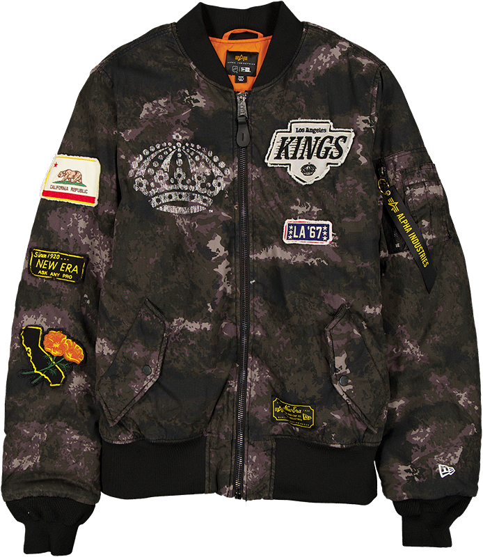 Alpha Industries x Los Angeles Kings Black Camo MA-1 Bomber Jacket