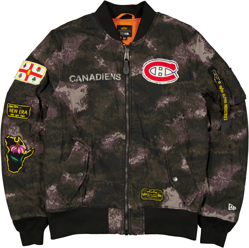 Alpha Industries x Montreal Canadiens Black Camo MA-1 Bomber Jacket