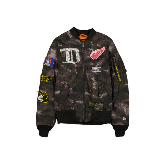 Alpha Industries x Detroit Red Wings Black Camo MA-1 Bomber Jacket - New Era Cap