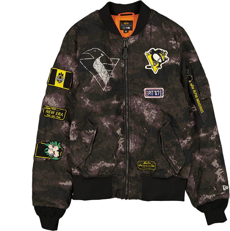 Alpha Industries x Pittsburgh Penguins Black Camo MA-1 Bomber Jacket