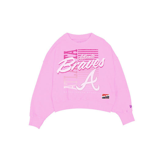 Atlanta Braves Throwback Women's Washed Pink Crewneck - New Era Cap