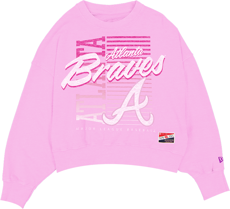 Atlanta Braves Throwback Women's Washed Pink Crewneck