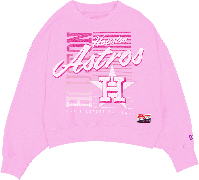 Houston Astros Throwback Women's Washed Pink Crewneck