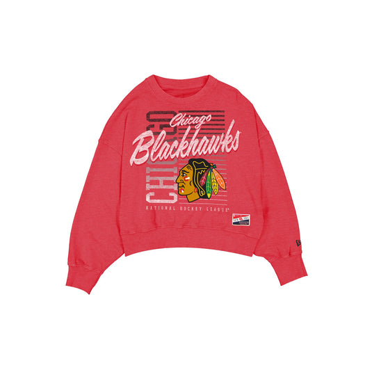 Chicago Blackhawks Throwback Women's Washed Crewneck - New Era Cap