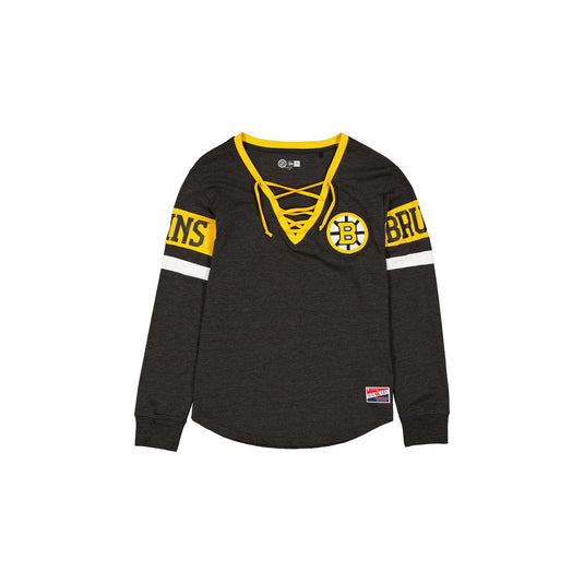 Boston Bruins Throwback Women's V-Neck Long-Sleeve T-Shirt - New Era Cap
