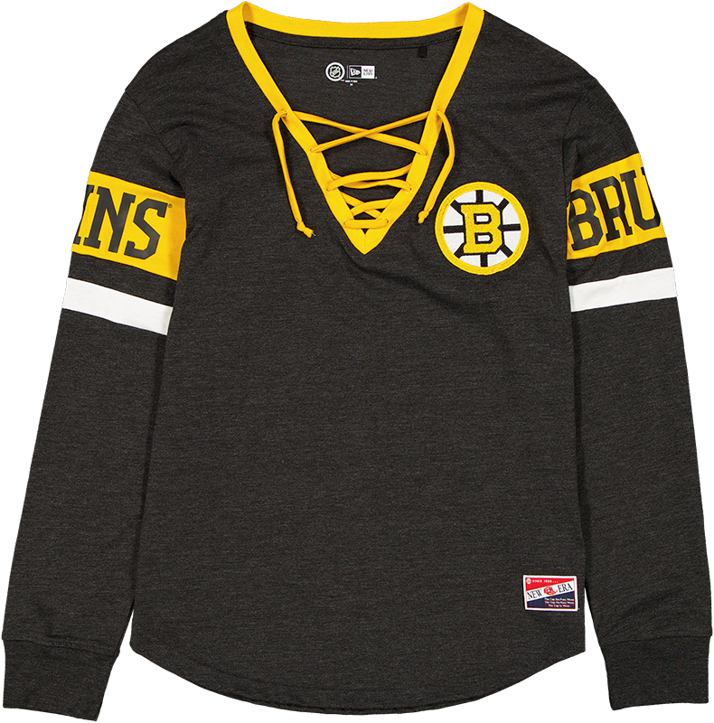 Boston Bruins Throwback Women's V-Neck Long-Sleeve T-Shirt