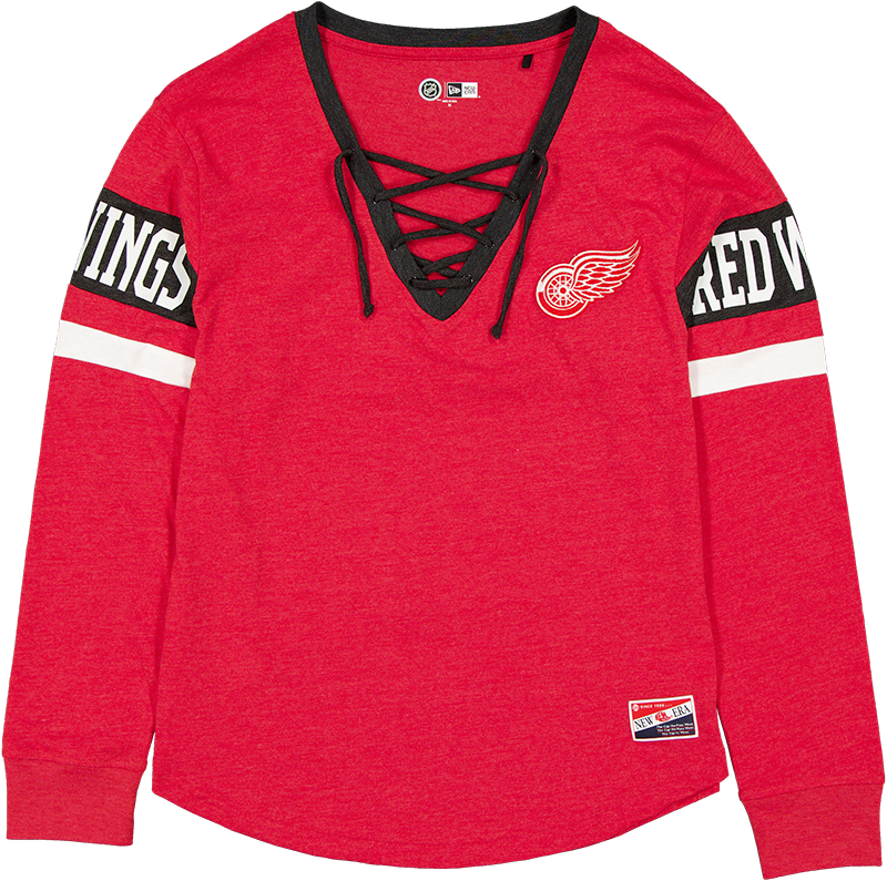 Detroit Red Wings Throwback Women's V-Neck Long-Sleeve T-Shirt