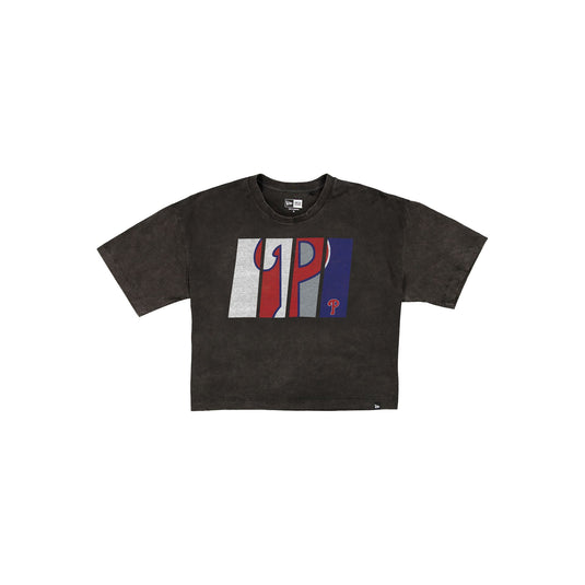 Philadelphia Phillies Sport Night Black Cropped Women's T-Shirt - New Era Cap