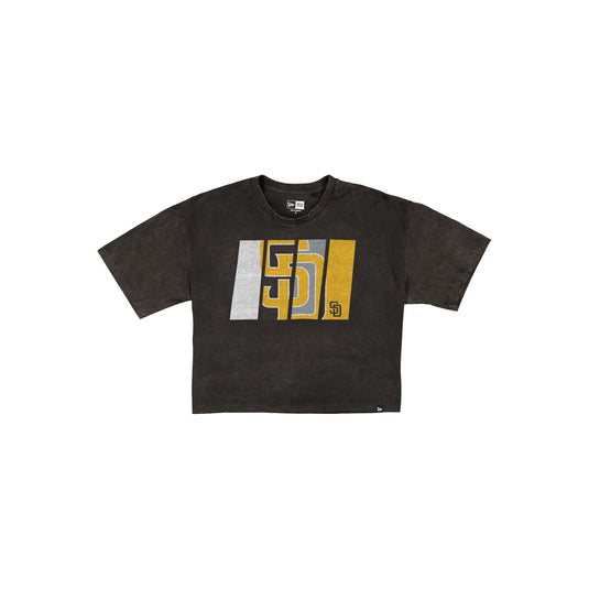 San Diego Padres Sport Night Black Cropped Women's T-Shirt - New Era Cap