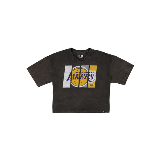 Los Angeles Lakers Sport Night Black Cropped Women's T-Shirt - New Era Cap