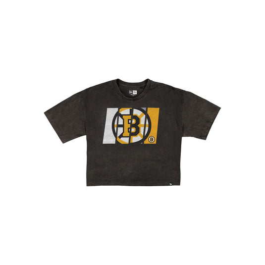 Boston Bruins Sport Night Black Cropped Women's T-Shirt - New Era Cap