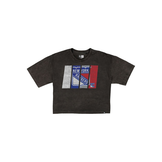 New York Rangers Sport Night Black Cropped Women's T-Shirt - New Era Cap