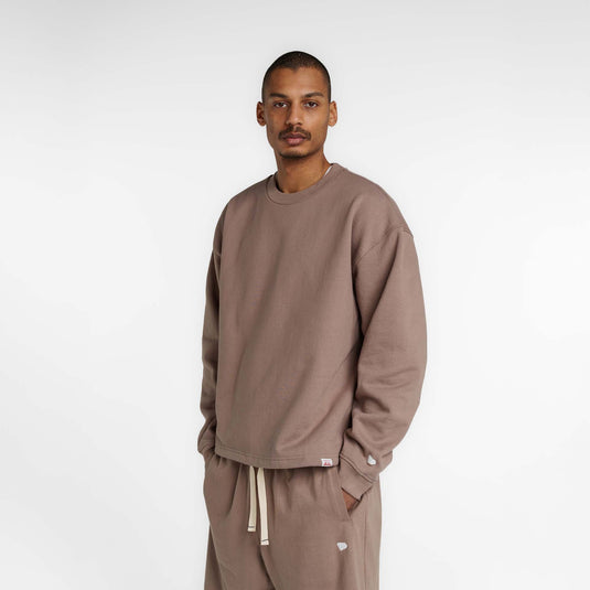 New Era Branded Alden Taupe Gray Crewneck - New Era Cap