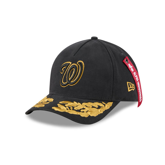 Alpha Industries x Washington Nationals Black 9FORTY M-Crown A-Frame Snapback Hat - New Era Cap