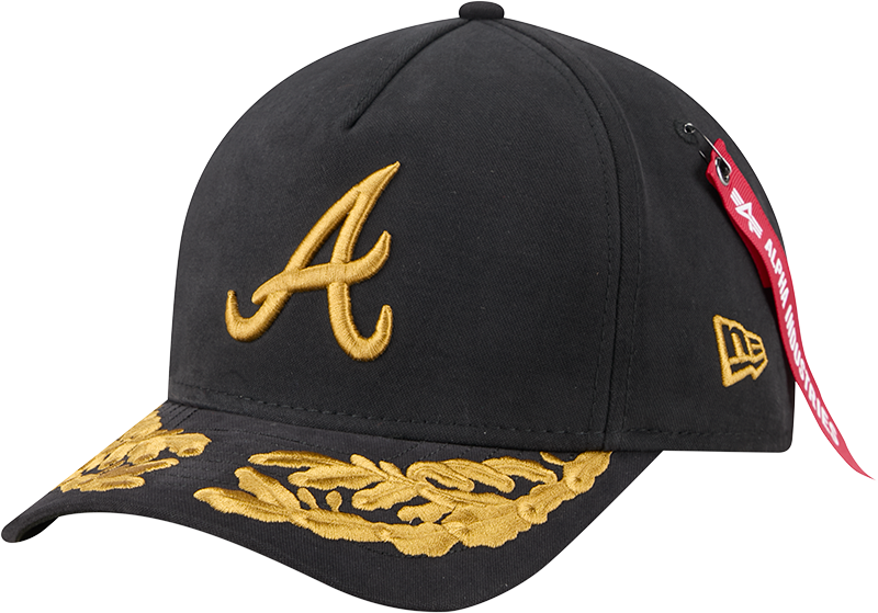 Alpha Industries x Atlanta Braves Black 9FORTY M-Crown A-Frame Snapback Hat
