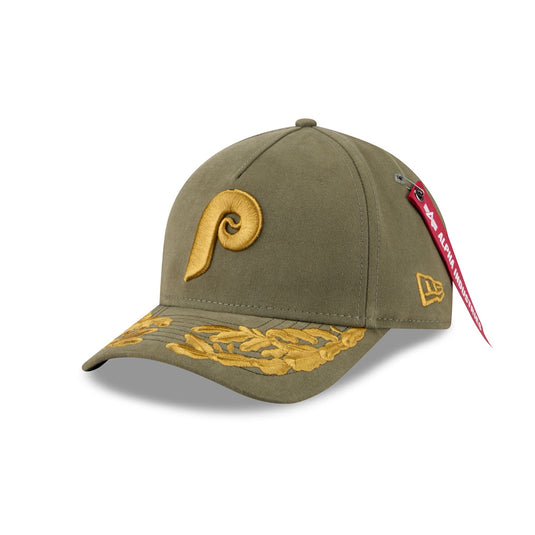 Alpha Industries x Philadelphia Phillies Olive Green 9FORTY M-Crown A-Frame Snapback Hat - New Era Cap