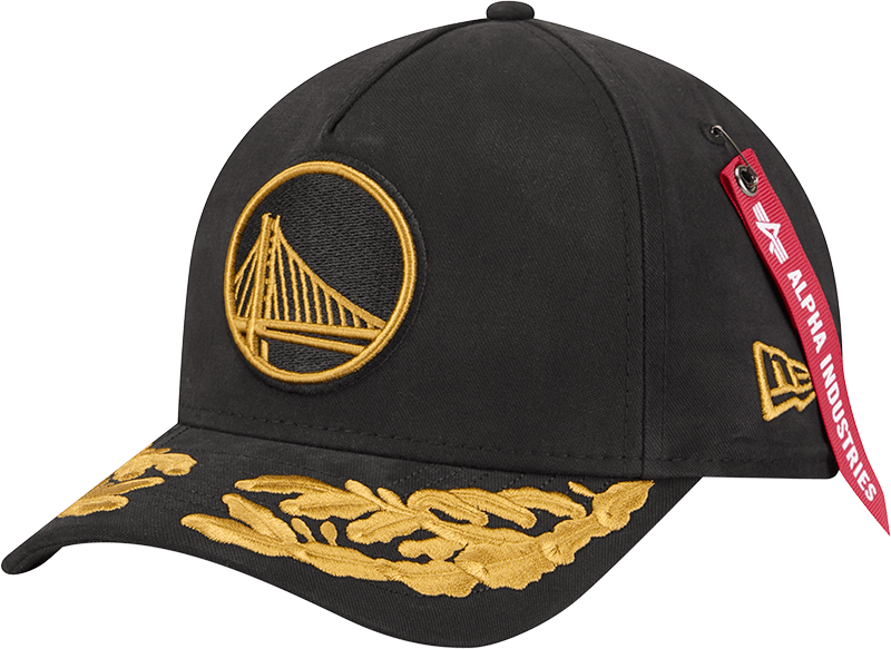 Alpha Industries x Golden State Warriors Black 9FORTY M-Crown A-Frame Snapback Hat